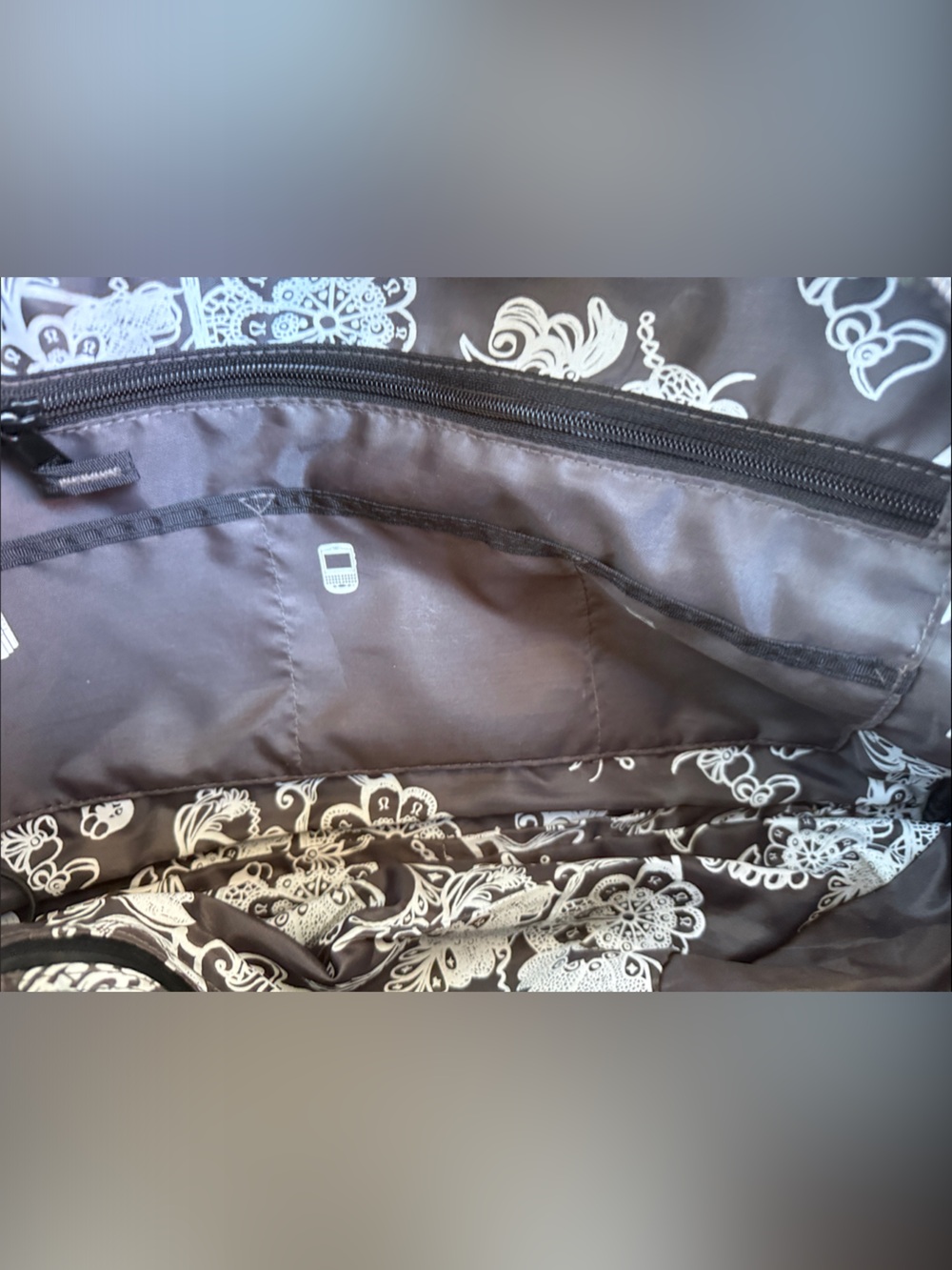 lululemon athletica Black Faux Leather Duffel with Striped Shoulder Strap, EUC!! - Picture 11 of 16